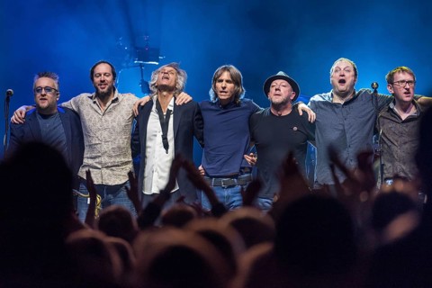 Wroclaw, Poland. 27th February, 2018. Concert of band Dire Straits Experience. Picture from left: