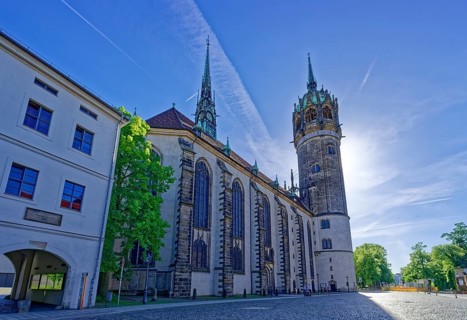 The castle church in the old town of Luther city Wittenberg is a UNESCO World Heritage Site. Luther