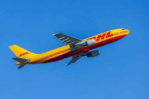 Aircraft taking off at Fraport Airport in Frankfurt. FRA, EDDF. Aircraft registration: D-AZMM, DHL