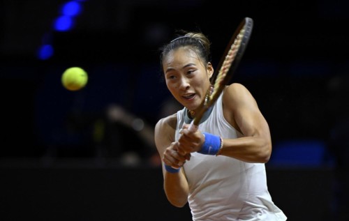 Qinwen Zheng (CHN) Action, Tennis, Porsche Cup 2024, Porsche Arena, Stuttgart, Baden-Württemberg,
