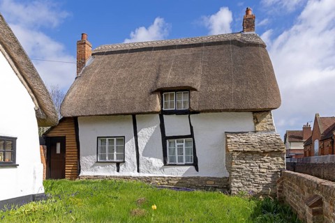 Thatched cottage, timbered house, Bretforton, The Cotswolds, England, Great Britain