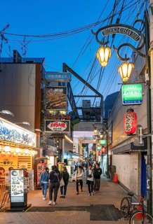 Hozenji-Koisan Dori street by night, Namba, Osaka, Japan