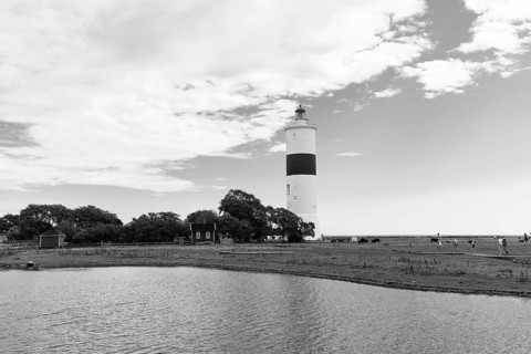 Långe Jan lighthouse, Langer Jan, walkers in the Ottenby Nature Reserve, UNESCO World Heritage,