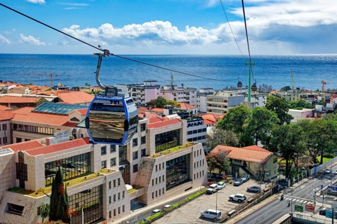 Cable car from the city centre to Monte, Teleférico Funchal, Funchal, Madeira, Portugal