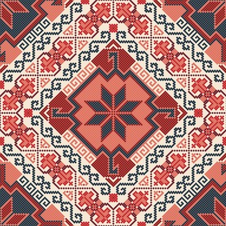 Traditional Georgian folk art embroidery vector pattern