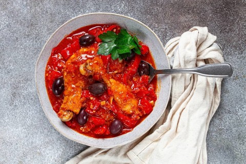 Pollo alla romana, Roman chicken, homemade, no people