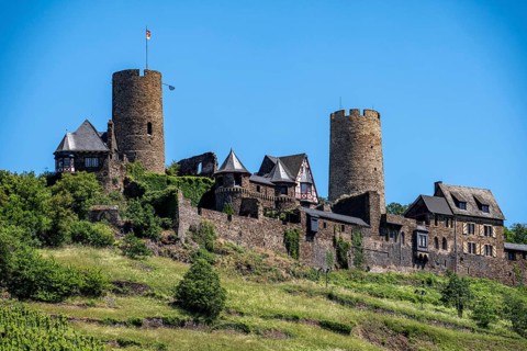 The town of Alken, on the Moselle, ruins of Thurant Castle, Rhein-Mosel municipality, in the