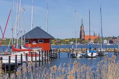 Marina, Haddeby, church, St. Peter's Cathedral, Schleswig, Schlei, Schleswig-Holstein, Germany