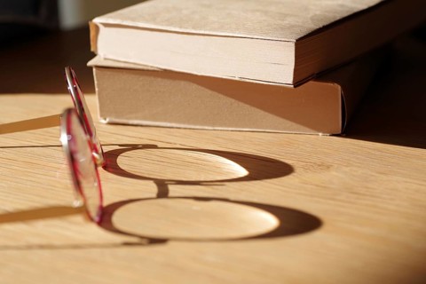Symbol Reading, glasses, book, shadow, light, reflection, The shadow falls from the lens of a pair