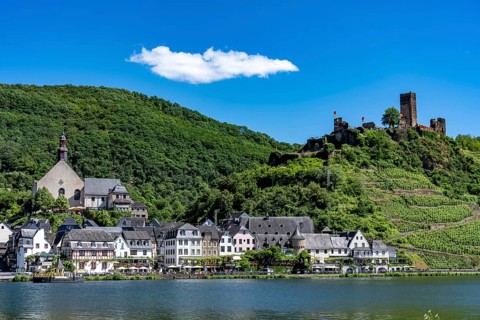The town of Beilstein, on the Moselle, ruins of Metternich Castle, Verbandsgemeinde Cochem, in the