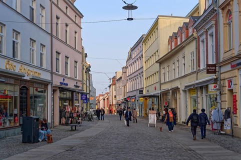 Papenstraße, pedestrian zone, in the Hanseatic city of Stralsund. Stralsund, Mecklenburg-Western