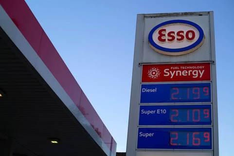 ESSO gas station, logo, display fuel price, gasoline price, diesel price, Blaubeuren, Swabische