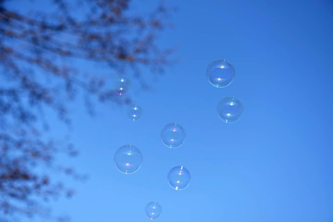 Soap bubble in winter, Schleswig-Holstein, Germany