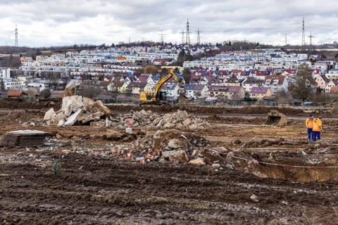 Construction work for a new development area for 460 flats in the new Böckinger Strasse