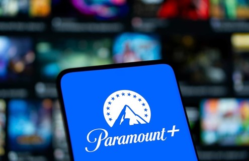paramount logo is displayed on smartphone. Paramount+ is an American subscription video on-demand