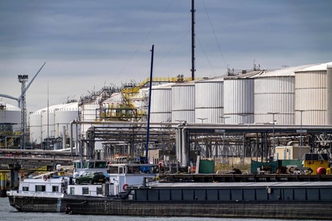Bio-refinery of the Finnish oil company Neste, where sustainable bio aviation fuels are produced in