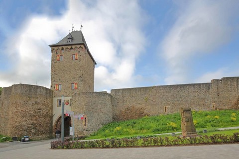 Historic Werther Tor built in 1416 and town fortifications, town gate, town tower, town wall,