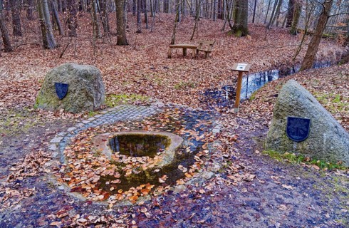 The Havel spring, surrounded by stones, in the Müritz National Park in the Mecklenburg Lake