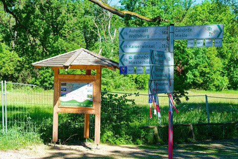 Information map and signpost in the Ohre wetland near Mieste in the UNESCO biosphere reserve
