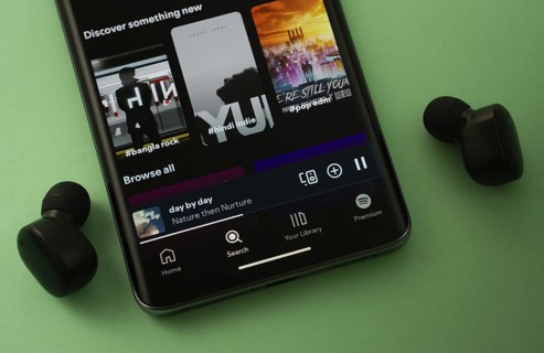 Dhaka, Bangladesh- 18 March 2025: Homepage of spotify is seen on a smartphone