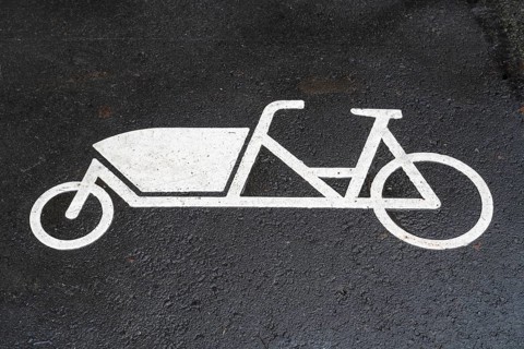 Pictogram, cargo bike, bicycle for transporting goods or people, Erlangen, Middle Franconia,