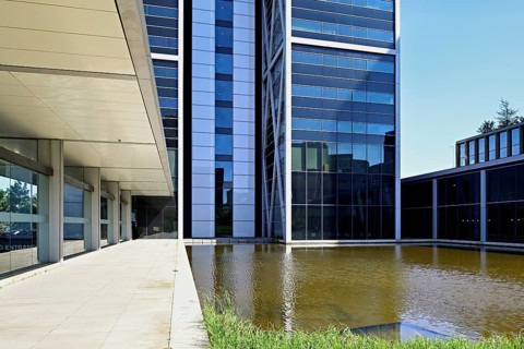 Skyscraper, Cross, Towers, architect Norman Foster, Zuidas financial district, Amsterdam, North