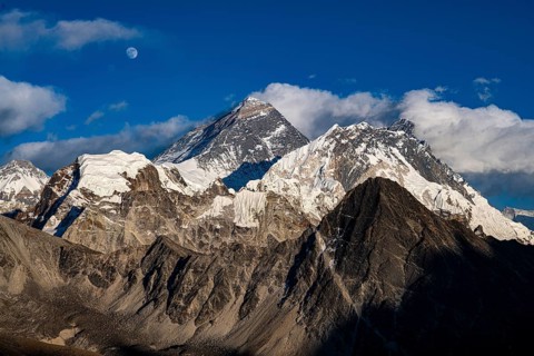 View of Mount Everest and Lhotse from Renjo La Pass, 5360 m, Solu Khumbu, Himalayas, Nepal