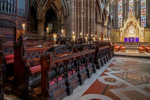 Choir stalls, quire and altar inside St Mary's Cathedral, Cathedral Church of Saint Mary the Virgin