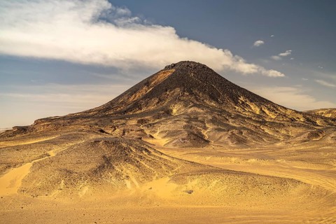 Black Desert landscape in the Egyptian part of the Libyan Desert, Egypt