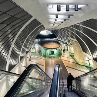 Heumarkt subway station, view of the dome room with mezzanine, Cologne, Rhineland, North