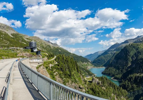 View of Maltatal from Kölnbrein Reservoir with Galgenbichl Reservoir Reservoir in the background,