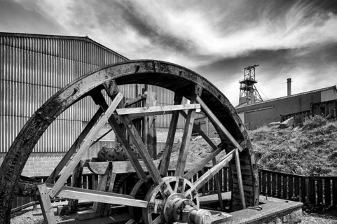 Paddle wheel, behind Victory Shaft, shaft, museum, Geevor Tin Mine, tin mine, mining, Pendeen,