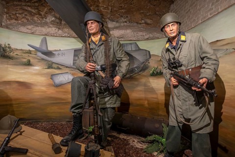Diorama showing German paratroopers, fallschirmjägers at Fort Eben-Emael, Belgian WW2 fortress in
