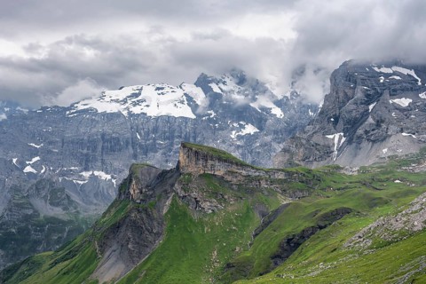 Cloudy mountain landscape, Rote Härd, Bernese Alps, Bernese Oberland, Switzerland