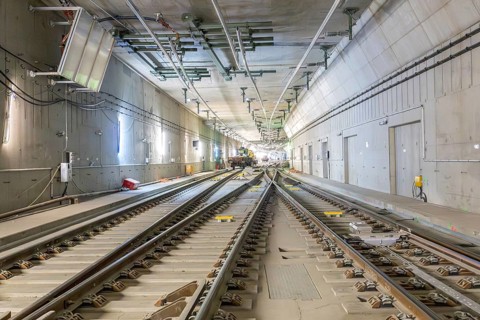 Tracks in the north to Stuttgart station 21 tunnel construction site new main train station in