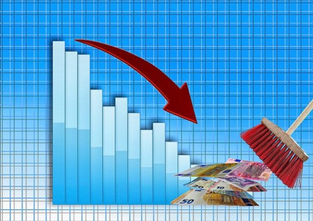 Symbolic image, broom sweeps euros, price fall, euro crisis, euro exchange rate, euro low, exchange