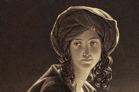 Detail from the painting Die Morgenländerin by Friedrich Amerling, painting, portrait painting,