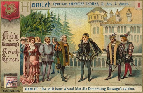 Hamlet picture series, scene showing Hamlet giving the actors instructions for the performance of