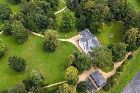 Germany, Greizer Park, Sommerpalais Greiz, Thuringia, Thuringia, aerial view, cultivated landscape,