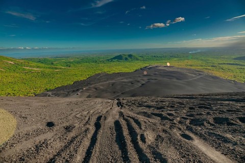 Panoramic view of Cerro Negro at sunset, Nicaragua