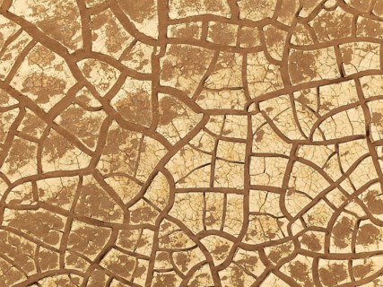 Cracked earth. Aerial view. Drone shot. Namib Desert, Skeleton Coast, Namibia