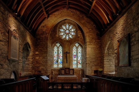 Interior view, choir room, altar, chapel, St Michael's Mount, Cornwall, England, Great Britain,