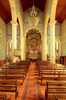 Church of Santa Maria de Marvila, Interior decorated with azulejos, Santarem, Ribatejo, Portugal