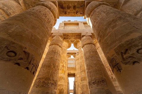 The Great Hall of Columns in the Karnak Temple in Karnak near Luxor, Egypt