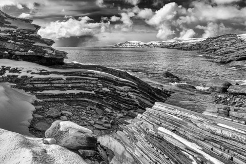 Rocky coast, Söröya, Barents Sea, Finnmark, Norway, May 2019