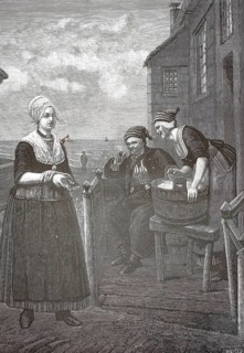 The fisherman's daughter, an everyday scene from the life of a fishing family on the northern