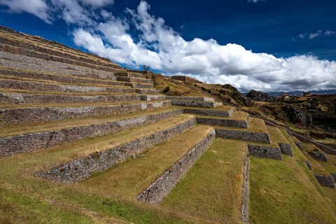 Agricultural terraces of the Cinchero archaeological site, Inca architecture, Quechua, indigenous