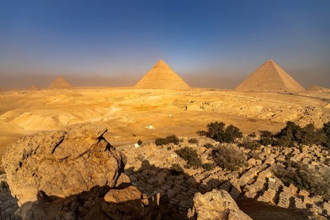 Cemetery in the desert near the pyramids of Giza, Egypt