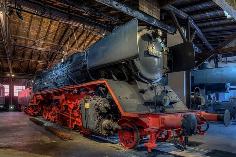 DRB 50 975 steam locomotive, built in 1941 in the Ringlokschuppen, German Steam Locomotive Museum,