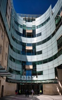 Security in front of main entrance, Broadcasting House, BBC, British Broadcasting Corporation, City